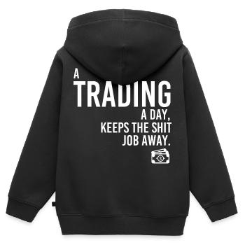 Commerce d'emplois - Sweat Premium à capuche zippé enfant bio - noir - Dos - AI Model Kid Male (0cm)
