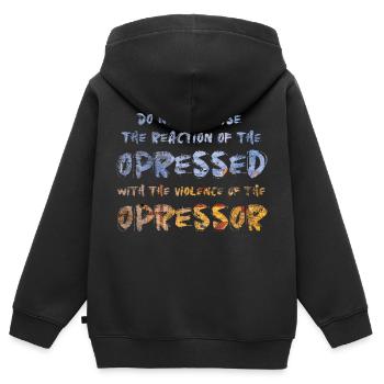 Phrases de résistance - Sweat Premium à capuche zippé enfant bio - noir - Dos - AI Model Kid Male (0cm)