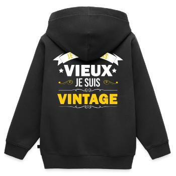 Ich bin nicht alt. - Kinder Premium Organic Zip Hoodie - Schwarz - Hinten - AI Model Kid Male (0cm)