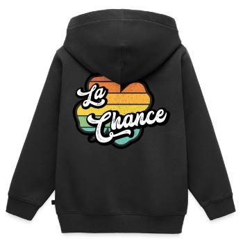 Glück - Farbe Klee - Glücksbringer - Kinder Premium Organic Zip Hoodie - Schwarz - Hinten - AI Model Kid Male (0cm)