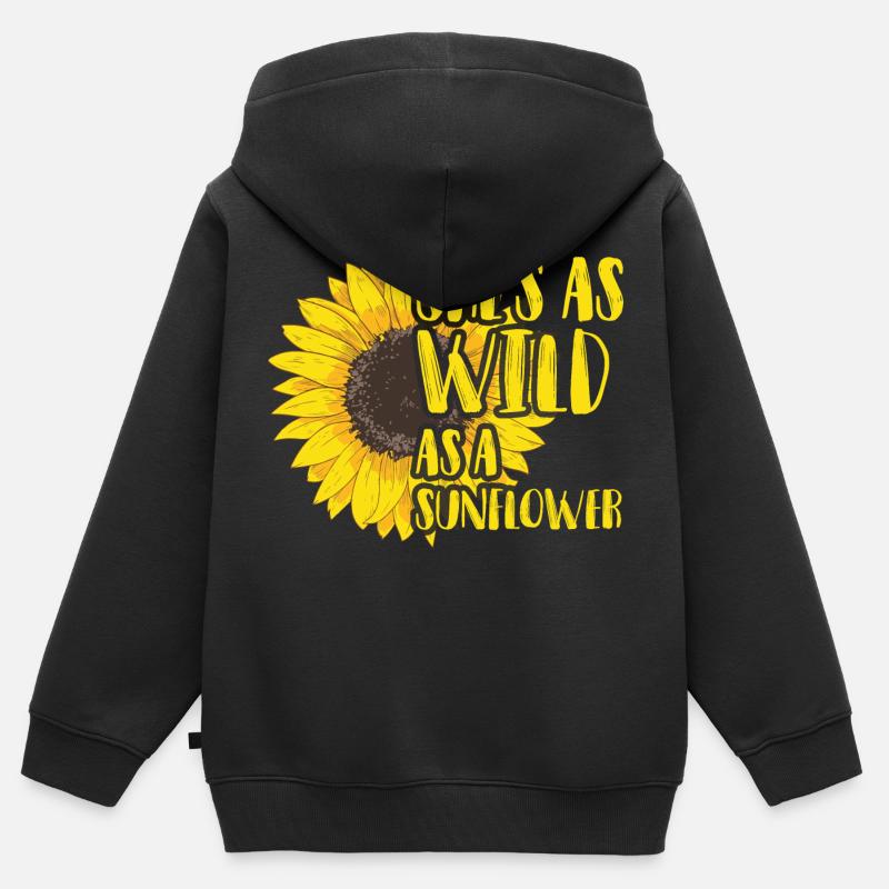Sie ist so wild wie eine Sonnenblume. - Kinder Premium Organic Zip Hoodie - Schwarz