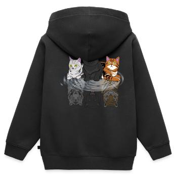 Chats miroir miroir guépard tiger costume - Sweat Premium à capuche zippé enfant bio - noir - Dos - AI Model Kid Male (0cm)