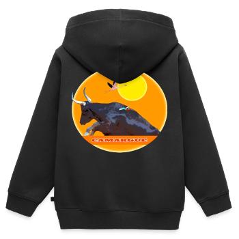 Camargue bull jumps the barrier - Kids Premium Organic Zip-up Hoodie - black - Back - AI Model Kid Male (0cm)