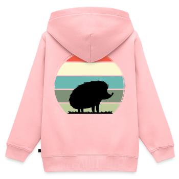 Hérisson - Sweat Premium à capuche zippé enfant bio - rose - Dos - AI Model Kid Female (0cm)