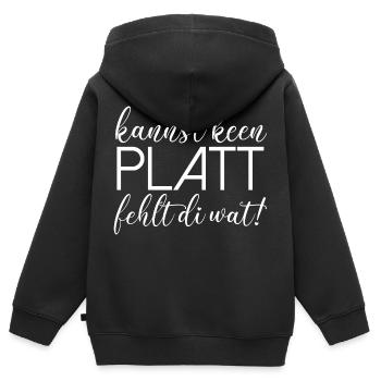 Kannst keen Platt fehlt di wat Plattdeutsch platt - Kinder Premium Organic Zip Hoodie - Schwarz - Hinten - AI Model Kid Male (0cm)