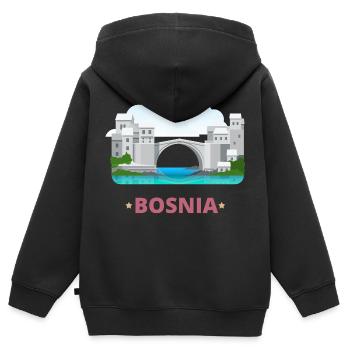Bosnien - Kinder Premium Organic Zip Hoodie - Schwarz - Hinten - AI Model Kid Male (0cm)