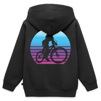 Mountain Bike MTB Mädchen Mountainbike Biker - Kinder Premium Organic Zip Hoodie - Schwarz - Hinten - AI Model Kid Male (0cm)