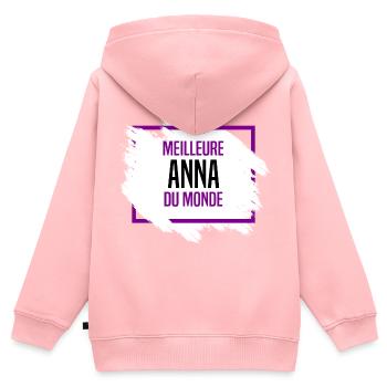 Anna - Sweat Premium à capuche zippé enfant bio - rose - Dos - AI Model Kid Female (0cm)