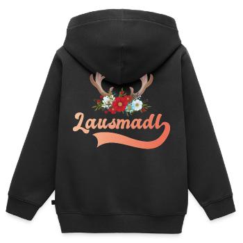 Madl Dirndl Tracht Lausmadl - Kinder Premium Organic Zip Hoodie - Schwarz - Hinten - AI Model Kid Male (0cm)