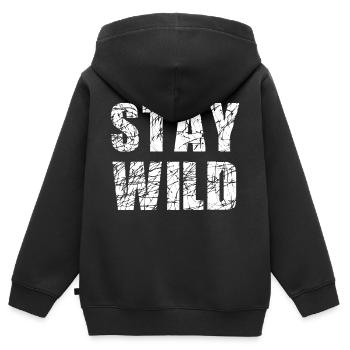 Stay Wild - Kinder Premium Organic Zip Hoodie - Schwarz - Hinten - AI Model Kid Male (0cm)