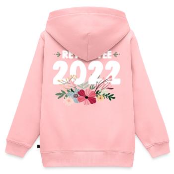 Retraitée 2022 - Sweat Premium à capuche zippé enfant bio - rose - Dos - AI Model Kid Female (0cm)
