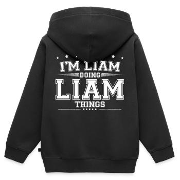 Liam - Kinder Premium Organic Zip Hoodie - Schwarz - Hinten - AI Model Kid Male (0cm)