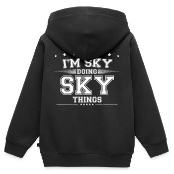 Himmel - Kinder Premium Organic Zip Hoodie - Schwarz - Hinten - AI Model Kid Male (0cm)