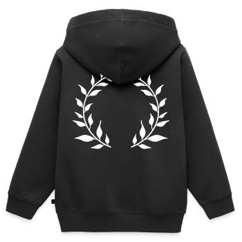 Kranz weiß - Kinder Premium Organic Zip Hoodie - Schwarz - Hinten - AI Model Kid Male (0cm)