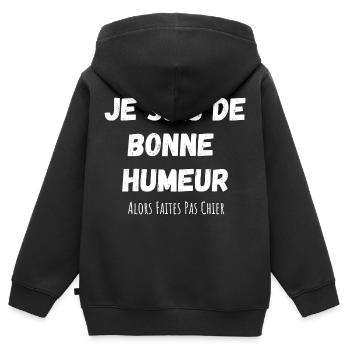 je suis de bonne humeur - Sweat Premium à capuche zippé enfant bio - noir - Dos - AI Model Kid Male (0cm)