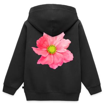 Fleur, floral, fleurs, fleur - Sweat Premium à capuche zippé enfant bio - noir - Dos - AI Model Kid Male (0cm)