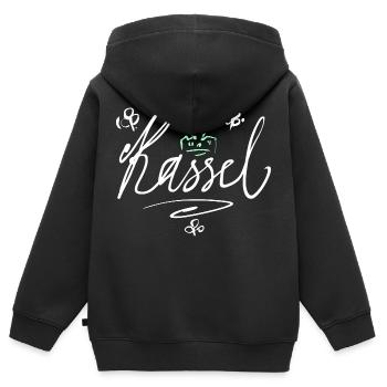 Kassel - Sweat Premium à capuche zippé enfant bio - noir - Dos - AI Model Kid Male (0cm)