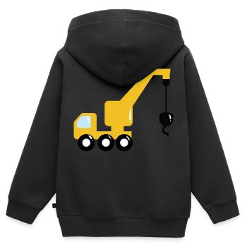 Kran - Kinder Premium Organic Zip Hoodie - Schwarz - Hinten - AI Model Kid Male (0cm)