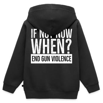 Si ce n’est pas maintenant quand mettre fin à la violence armée - Sweat Premium à capuche zippé enfant bio - noir - Dos - AI Model Kid Male (0cm)