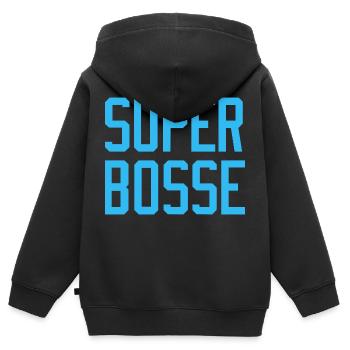 Super Bosse - Kids Premium Organic Zip-up Hoodie - black - Back - AI Model Kid Male (0cm)
