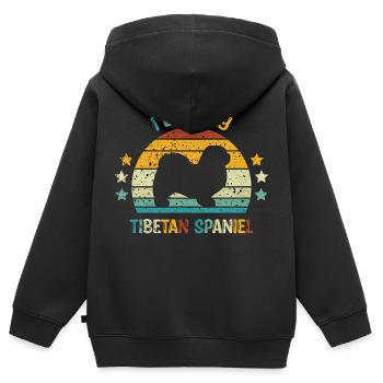 Tibetischer Spaniel - Kinder Premium Organic Zip Hoodie - Schwarz - Hinten - AI Model Kid Male (0cm)