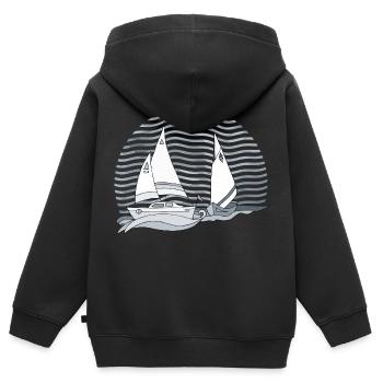 Segelboote - Kinder Premium Organic Zip Hoodie - Schwarz - Hinten - AI Model Kid Male (0cm)