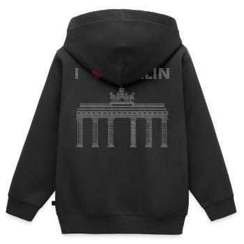 J’adore Berlin ASCII - Sweat Premium à capuche zippé enfant bio - noir - Dos - AI Model Kid Male (0cm)