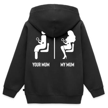 ta mère ma maman - Sweat Premium à capuche zippé enfant bio - noir - Dos - AI Model Kid Male (0cm)
