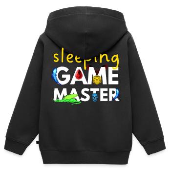 SLEEPING GAME MASTER DRAGONS ADVENTURES RPG - Sweat Premium à capuche zippé enfant bio - noir - Dos - AI Model Kid Male (0cm)