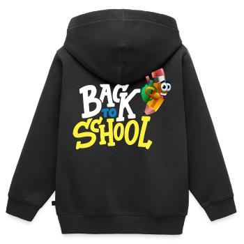 Back To School / Bonne Rentrée Scolaire - Sweat Premium à capuche zippé enfant bio - noir - Dos - AI Model Kid Male (0cm)