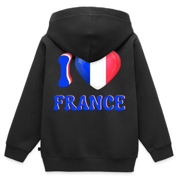 I love France Blue White Red Flag Heart - Kids Premium Organic Zip-up Hoodie - black - Back - AI Model Kid Male (0cm)