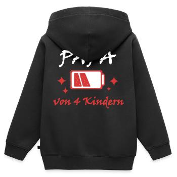Akku leer Papa von 4 Kindern Vater Vatertag Kind - Kinder Premium Organic Zip Hoodie - Schwarz - Hinten - AI Model Kid Male (0cm)