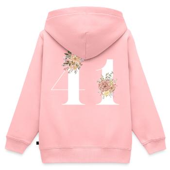 Blumen zum 41-jährigen Jubiläum (Geschenk von 41 Jahren) - Kinder Premium Organic Zip Hoodie - Rosa - Hinten - AI Model Kid Female (0cm)