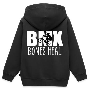 Knochen heilen bmx - Kinder Premium Organic Zip Hoodie - Schwarz - Hinten - AI Model Kid Male (0cm)
