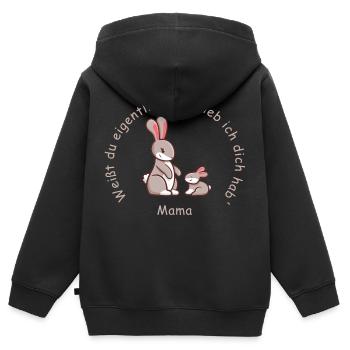 Mutter, Mama | lieb haben - Kinder Premium Organic Zip Hoodie - Schwarz - Hinten - AI Model Kid Male (0cm)