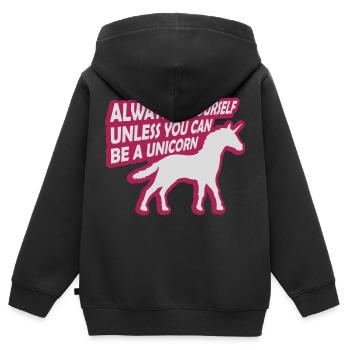 licorne soyez toujours vous-même - Sweat Premium à capuche zippé enfant bio - noir - Dos - AI Model Kid Male (0cm)
