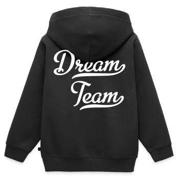 Équipe de rêve - Sweat Premium à capuche zippé enfant bio - noir - Dos - AI Model Kid Male (0cm)
