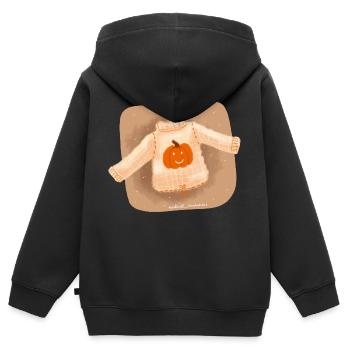 météo pull - Sweat Premium à capuche zippé enfant bio - noir - Dos - AI Model Kid Male (0cm)