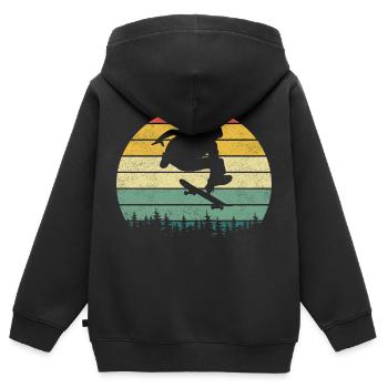 Skateboarder Skateboard Skater Retro - Kinder Premium Organic Zip Hoodie - Schwarz - Hinten - AI Model Kid Male (0cm)
