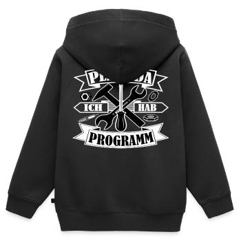 Platz da ich hab Programm - Kinder Premium Organic Zip Hoodie - Schwarz - Hinten - AI Model Kid Male (0cm)