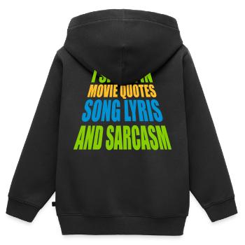 speak lyrics and sarcasm - Kids Premium Organic Zip-up Hoodie - black - Back - AI Model Kid Male (0cm)