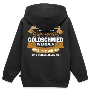 Goldschmied Schmiedekunst Handwerker Geschenk - Kinder Premium Organic Zip Hoodie - Schwarz - Hinten - AI Model Kid Male (0cm)