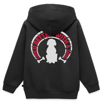 better with a dog - Kids Premium Organic Zip-up Hoodie - black - Back - AI Model Kid Male (0cm)