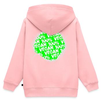 Idée cadeau heureux plante alimentaire dictons fruits anniversaire - Sweat Premium à capuche zippé enfant bio - rose - Dos - AI Model Kid Female (0cm)