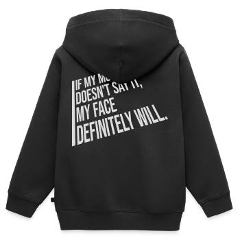 Mon visage le fera certainement - Sweat Premium à capuche zippé enfant bio - noir - Dos - AI Model Kid Male (0cm)