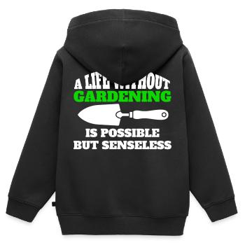 Jardinier Hobby Jardinier Cadeau Verger de jardin - Sweat Premium à capuche zippé enfant bio - noir - Dos - AI Model Kid Male (0cm)