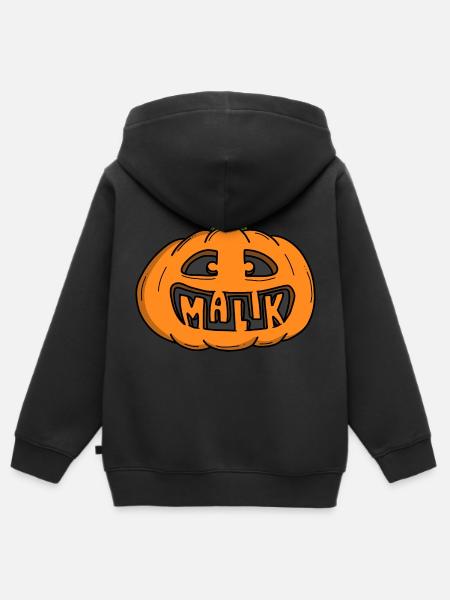 Malik Halloween Kürbis - Kinder Premium Organic Zip Hoodie - Schwarz