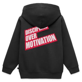 Citation de discipline sur la motivation - Sweat Premium à capuche zippé enfant bio - noir - Dos - AI Model Kid Male (0cm)