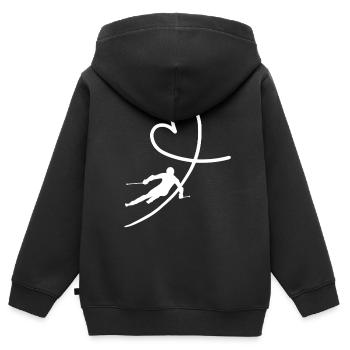 love skiing heart - Kids Premium Organic Zip-up Hoodie - black - Back - AI Model Kid Male (0cm)