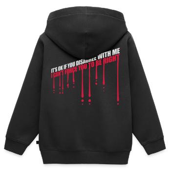 you disagree with me - Kids Premium Organic Zip-up Hoodie - black - Back - AI Model Kid Male (0cm)